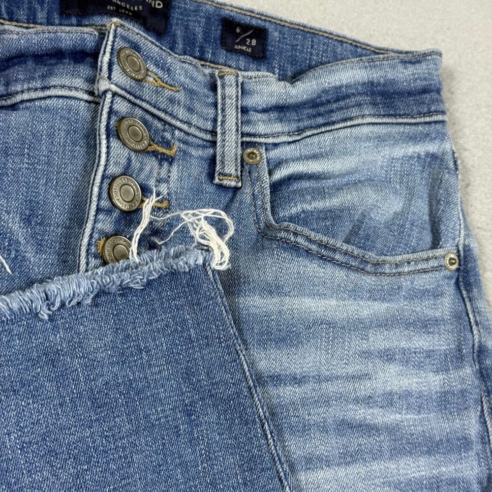 Lucky Brand Bridgette Skinny Ankle Jeans Blue High Rise Button Fly Distressed 6